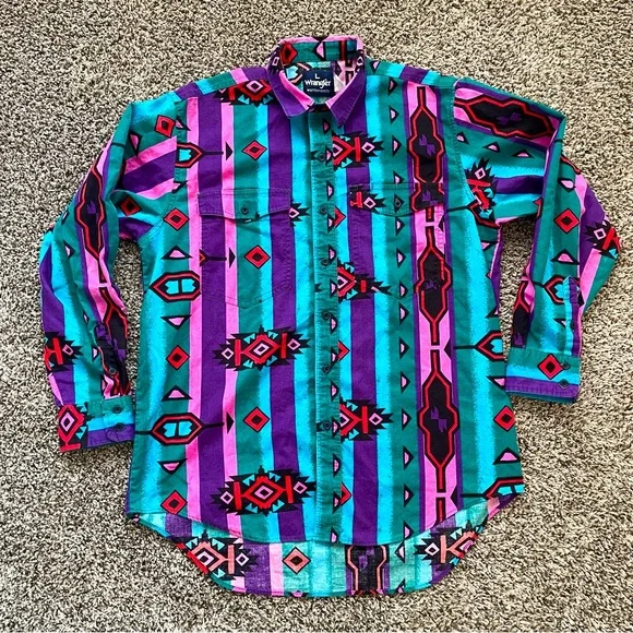 トップス 90s Vintage Wrangler Western Shirt Vintage 1990s Wrangler Western Shirt, Large Men, Pearl Snap